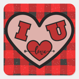 Ich ♥ Dich Ich liebe Dich Buffalo Karo Aufkleber