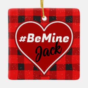 Ich ♥ Dich Ich liebe Dich Buffalo-Karo-Ornament Keramikornament