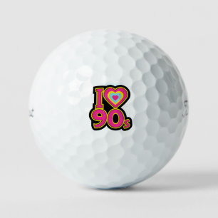 'Ich ♥ die 90er' Nostalgisches Retro Rosa Schwarz  Golfball