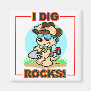 Ich Dig Rocks! Square Magnet