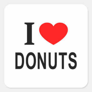 Ich ❤️ DONUTS Ich liebe Donuts Ich mag Donuts Quadratischer Aufkleber