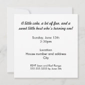 Ich drehe eine Geburtstags-Party Einladung (Rückseite)