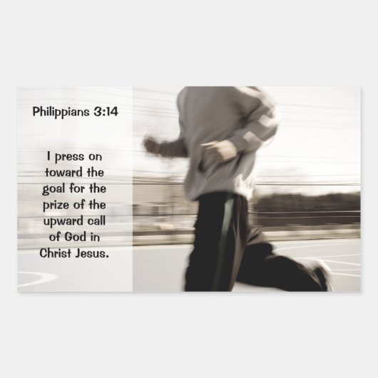 Ich drücke auf das Ziel der Philippinen 3:14 Bibel Rechteckiger Aufkleber (Vorderseite)