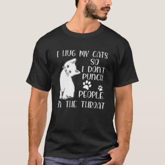 Ich drücke meine Katze, damit ich keine Leute in d T-Shirt