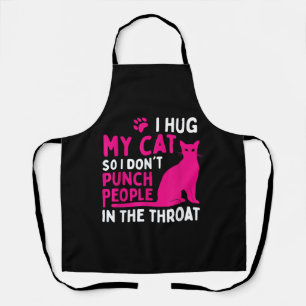 Ich drücke meine Katze, damit ich nicht Leute anhe Schürze