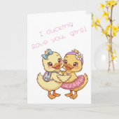 Ich Ducking Liebe Dich, Mädchen Valentinstag Karte (Gelbe Blume)