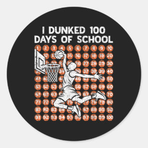 Ich Dunked 100 Tage der Schule Basketball 100. Tag Runder Aufkleber