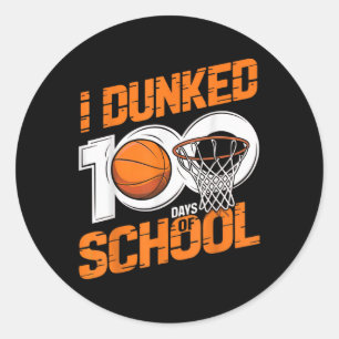 Ich Dunked 100 Tage der Schule Basketball 100. Tag Runder Aufkleber