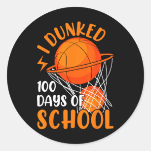 Ich Dunked 100 Tage der Schule Bastellehrer Jungen Runder Aufkleber