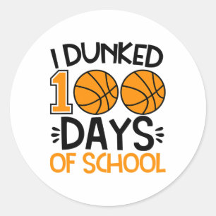 Ich Dunked 100 Tage der Schule Sketch Spieler Coac Runder Aufkleber