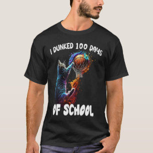 Ich Dunkte 100 Tage Schule Katze Basketball 100Tag T-Shirt