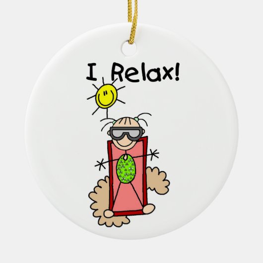 Ich entspanne mich Mädchen-Strichfigur Keramik Ornament (Vorne)