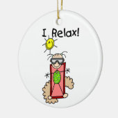 Ich entspanne mich Mädchen-Strichfigur Keramik Ornament (Links)