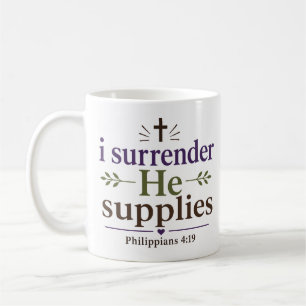 Ich ergebe mich, Er versorgt christliche Ermutigun Kaffeetasse