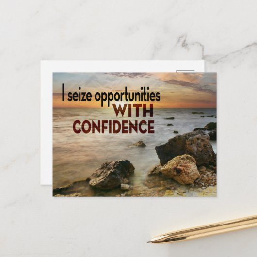 "Ich ergreife Chancen" Motivation Affirmation Postkarte (Vorderseite/Rückseite Beispiel)