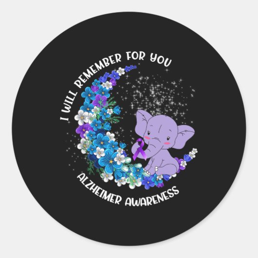 Ich erinnere mich an Alzheimer Awareness Elephant Runder Aufkleber (Vorderseite)