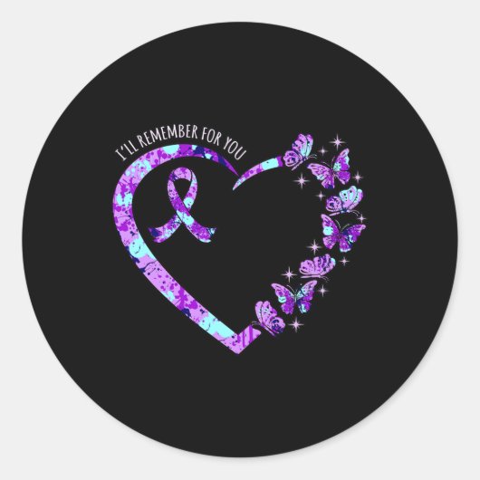 Ich erinnere mich an Alzheimer's Bewusstsein Lila Runder Aufkleber (Vorderseite)