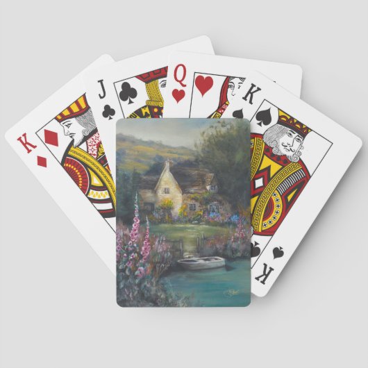 "Ich erinnere mich" englisches Cottage Spielkarten (Rückseite)