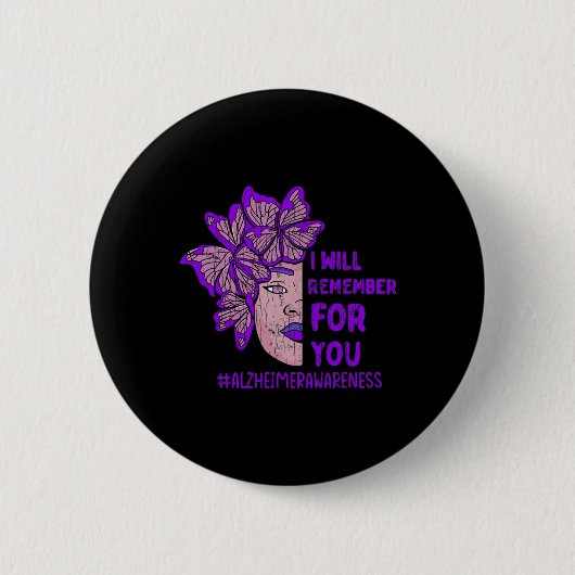Ich erinnere mich für euch an Alzheimer-Schmetterl Button (Vorderseite)