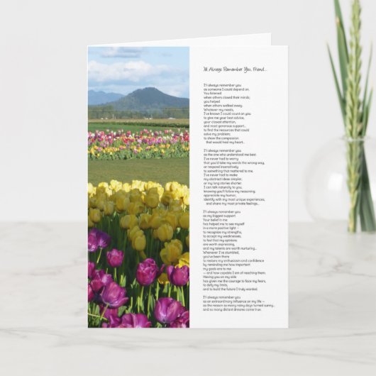 Ich erinnere mich immer an dich, Freund... Karte (Vorderseite)