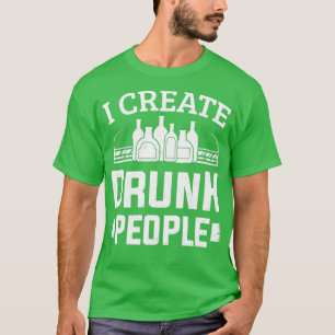 Ich erschaffe Betrunkene Menschen Barkeeper Barman T-Shirt