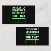 Ich erschaffe dafür leise eine Tabellenkalkulation Visitenkarte (Vorne/Hinten)