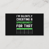 Ich erschaffe dafür leise eine Tabellenkalkulation Visitenkarte (Vorderseite)