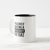 Ich erschaffe dafür leise eine Tabellenkalkulation Zweifarbige Tasse (Vorderseite Links)