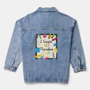 Ich erstelle Kunstbotschaft mit farbenfroher Schre Jeansjacke
