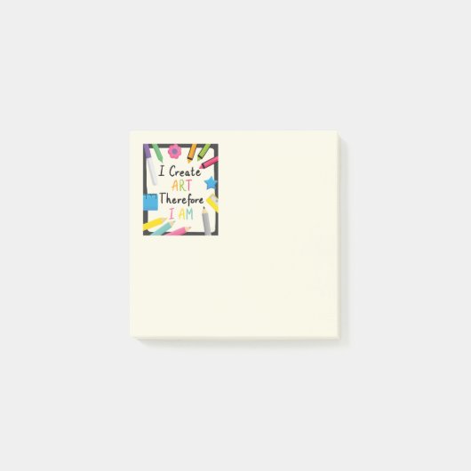 Ich erstelle Kunstbotschaft mit farbenfroher Schre Post-it Klebezettel (Vorderseite)