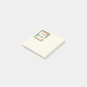 Ich erstelle Kunstbotschaft mit farbenfroher Schre Post-it Klebezettel (angewinkelt)