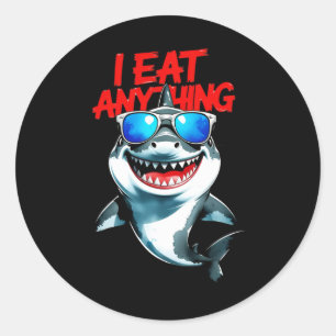Ich esse alles - Cooler Hai-Attitude-Sticker Runder Aufkleber