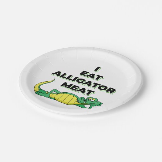 ICH esse ALLIGATOR FLEISCH Pappteller (Schrägansicht)