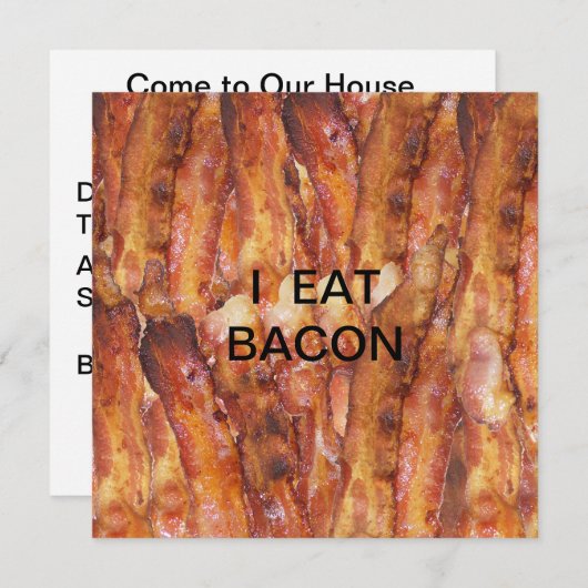 Ich esse Bacon Text mit Hintergrund Einladung (Vorne/Hinten)