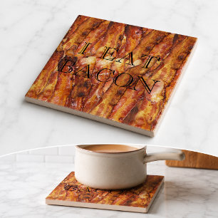 Ich esse Bacon Text mit Hintergrund Fliese