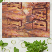 Ich esse Bacon Text mit Hintergrund Handtuch (Gefaltet)