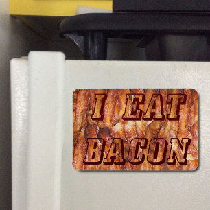 Ich esse Bacon Text mit Hintergrund Magnet