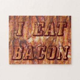 Ich esse Bacon Text mit Hintergrund Puzzle