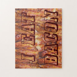 Ich esse Bacon Text mit Hintergrund Puzzle