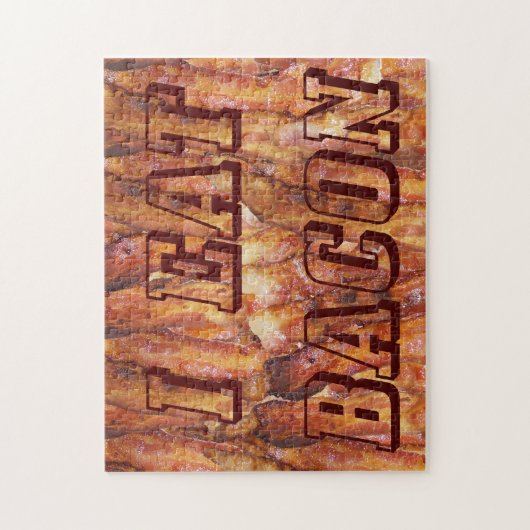 Ich esse Bacon Text mit Hintergrund Puzzle (Vertikal)