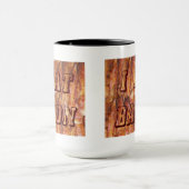 Ich esse Bacon Text mit Hintergrund Tasse (Zentrum)