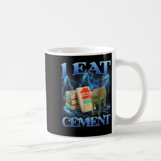 Ich esse Cement Funny Cat Meme Internet Memes Funn Kaffeetasse (Rechts)