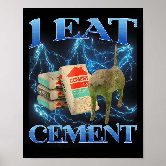 Ich esse Cement Funny Cat Meme Internet Memes Funn Poster (Vorne)
