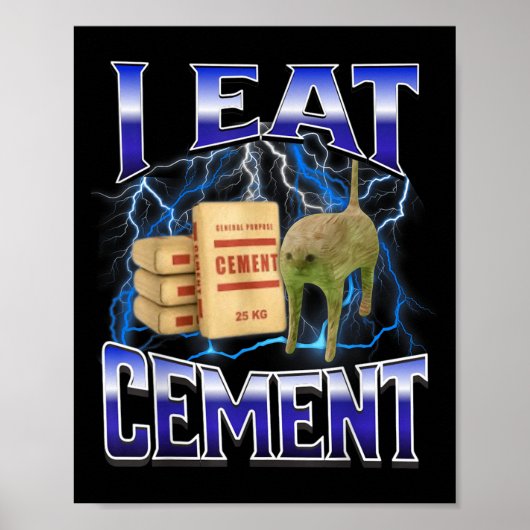 Ich esse Cement Funny Cat Meme Internet Memes Funn Poster (Vorne)