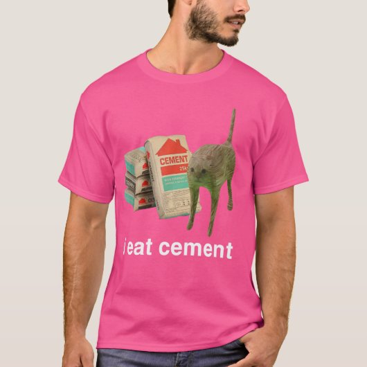 Ich esse Cement Funny Cat Offensive unpassende adu T-Shirt (Vorderseite)