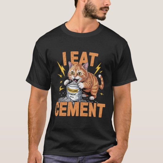 Ich esse CEMENT Funny Crazy Cat Meme T - Shirt | V (Vorderseite)