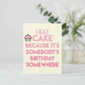 Ich esse Kuchen! Funny Zitat Postcard Postkarte (Stehend Vorderseite)