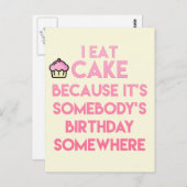 Ich esse Kuchen! Funny Zitat Postcard Postkarte (Vorne/Hinten)