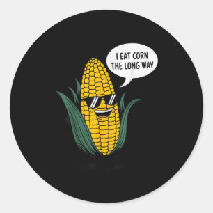 Ich esse Mais The Long Way Funny Food Quote Liebe Runder Aufkleber