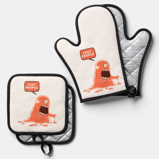 Ich esse Menschen Ofenhandschuh & Topflappen-Set (Vorderseite/Rückseite)